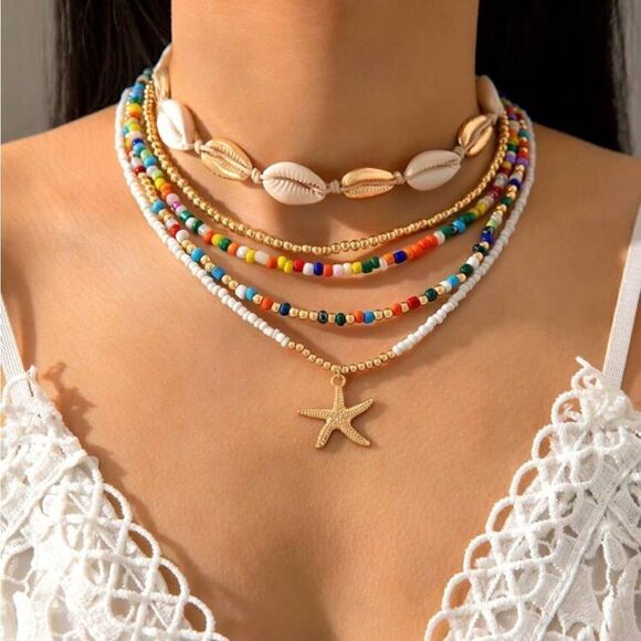 Boho beaded necklace set N421 - Picture 1 of 4